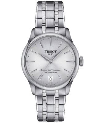 Tissot - Women's Swiss Automatic Chemin des Tourelles Powermatic 80 Stainless Steel Bracelet Watch 34mm
