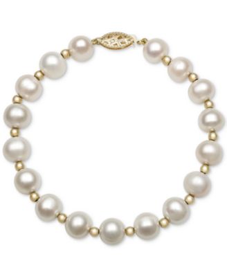 Macy's - Cultured Freshwater Pearl Bracelet in 14k Gold (7-1/2mm)