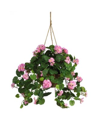 Nearly Natural - Geranium Artificial Plant Hanging Basket