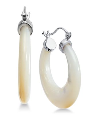Macy's - Mother-of-Pearl Hoop Earrings in Sterling Silver