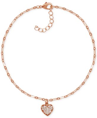 And Now This - Crystal Heart Anklet in Rose Gold-Plate