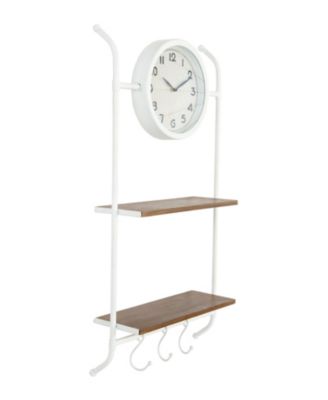 3R Studio - Wall Clock with 2 Shelves  3 Hooks