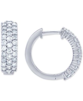 Macy's - Diamond Pav&eacute; Small Huggie Hoop Earrings (1 ct. t.w.) in 14k White Gold