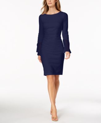 Calvin Klein - Petite Chiffon Bell-Sleeve Sheath Dress