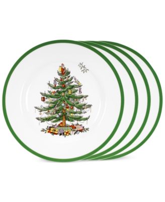 Spode - Dinnerware, Set of 4 Christmas Tree Dinner Plates