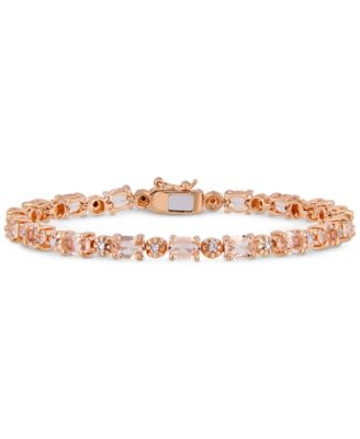 Macy's - Simulated Morganite (9 ct. t.w.) & Diamond Accent Link Bracelet in 18k Rose Gold-Plated Sterling Silver