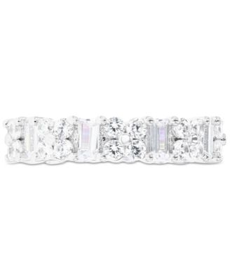 Macy's - Cubic Zirconia Round & Baguette Eternity Band in Sterling Silver