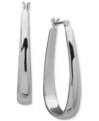 Anne Klein - Silver-Tone Elongated Hoop Earrings