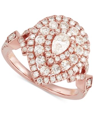 Macy's - Diamond Pear Multi-Halo Engagement Ring (1-1/2 ct. t.w.) in 14k Rose Gold