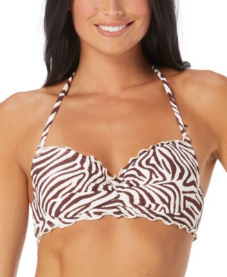 SUNDAZED - Nixie Zebra-Print Ruffled Bikini Top