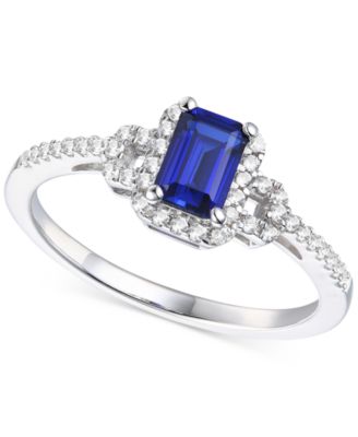Macy's - Lab-Created Emerald (5/8 ct. t.w.) & Lab-Created White Sapphire (1/5 ct. t.w.) Ring in Sterling Silver (Also in Lab-Created Ruby & Lab-Created Sapphire)