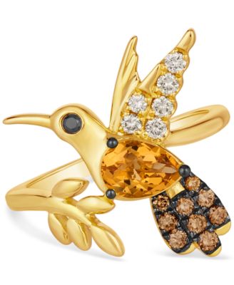 Le Vian - Cinnamon Citrine (1/2 ct. t.w.), Nude Diamonds (1/6 ct. t.w.), Chocolate Diamonds (1/6 ct. t.w.) & Blackberry Diamonds (1/6 ct. t.w.) Hummingbird Ring in 14k Yellow Gold