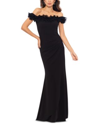 XSCAPE - Women's Scuba-Crepe Ruffled Off-The-Shoulder Fit & Flare Gown
