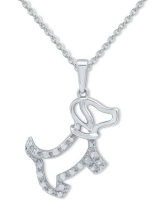 Macy's - Diamond Dog 18" Pendant Necklace (1/10 ct. t.w.) in Sterling Silver