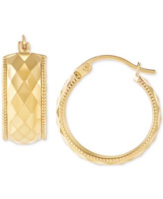 Macy's - Wide Width Patterned Small Hoop Earrings in 10k Gold, 1"