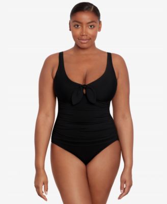 Lauren Ralph Lauren - Front-Tie Underwire Tummy-Control One-Piece Swimsuit