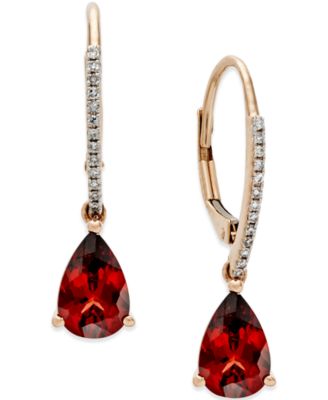 Macy's - Garnet (2-1/2 ct. t.w.) and Diamond Accent Drop Earrings in 14k Rose Gold (Also in Citrine)