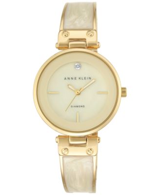 Anne Klein - Women's Diamond Accent Gold-Tone and Ivory Bracelet Watch 34mm AK-2512IVGB