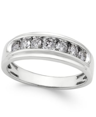 Macy's - Men's Diamond Band (3/4 ct. t.w.) in 10k White Gold