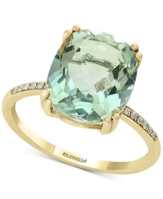 EFFY Collection - Green Quartz (4-1/3 ct. t.w.) & Diamond Accent Ring in 14k Yellow Gold