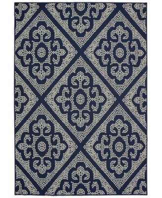 Oriental Weavers - Marina 3804B Navy/Ivory 6'7" x 9'6" Indoor/Outdoor Area Rug