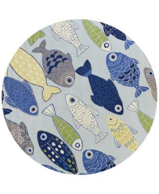 Kas - Sonesta Sea of Fish 2010 Light Blue 7'6" Round Area Rug