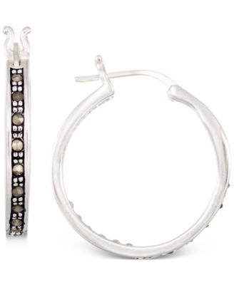 Macy's - Marcasite & Crystal Small Hoop Earrings in Sterling Silver