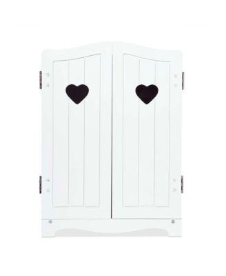 Melissa and Doug - Mine to Love Wooden Play Armoire Closet for Dolls, Stuffed Animals - White 17.3”H x 12.4”W x 8.5”D Assembled