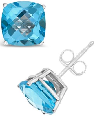 Macy's - Swiss Blue Topaz (4-3/8 ct. t.w.) Stud Earrings in Sterling Silver