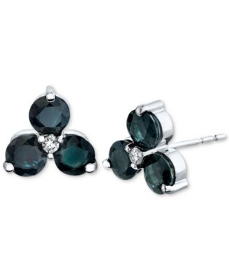 Macy's - Sapphire (2-3/8 ct. t.w.) & Diamond (1/20 ct. t.w.) Stud Earrings in 14k White Gold