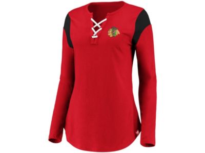 Majestic - Chicago Blackhawks Women's Iconic Lace Up Long Sleeve Shirt