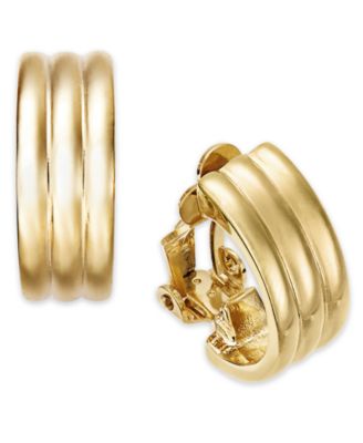 Lauren Ralph Lauren - Gold-Tone Ribbed Hoop Clip-On Earrings