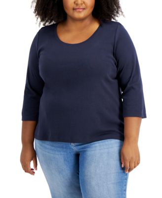 Tommy Hilfiger - Plus Size Cotton 3/4-Sleeve T-Shirt