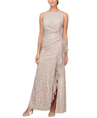 Alex Evenings - Sequin Lace Cascading Ruffle Gown