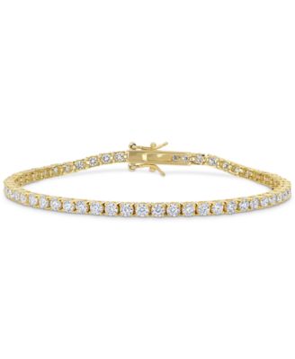 Macy's - Lab-Created Moissanite Tennis Bracelet (5-1/10 ct. t.w.) in 18k Gold-Plated Sterling Silver