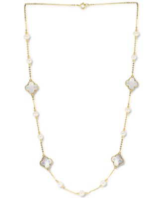 EFFY Collection - Mother-of-Pearl & Freshwater Pearl (4-1/2mm) 18" Necklace in 14k Gold