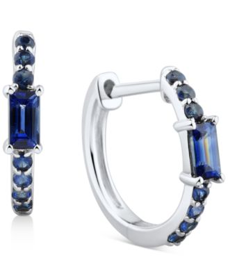 Macy's - Sapphire Extra Small Hoop Earrings (1/2 ct. t.w.) in 14k White Gold, 0.43"