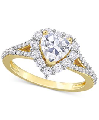 Macy's - Lab-Created White Sapphire Heart Ring (2-2/5 ct. t.w.) in Yellow-Plated Sterling Silver