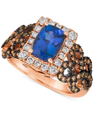 Le Vian - Blueberry Tanzanite (1-1/4 ct. t.w.) & Diamond (3/4 ct. t.w.) Braided Halo Ring in 14k Rose Gold