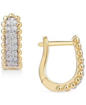 Macy's - Diamond Bead Leverback Hoop Earrings (1/6 ct. t.w.) in 14k Gold-Plated Sterling Silver
