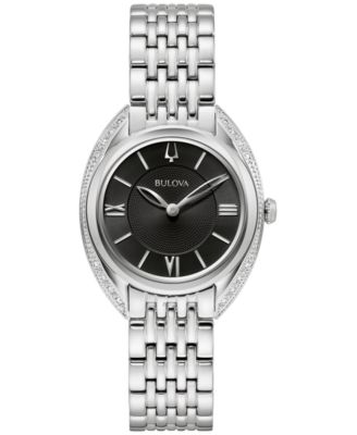 Bulova - Women's Classic Diamond (1/10 ct. t.w.) Stainless Steel Bracelet Watch 30mm, A Macy's Exclusive