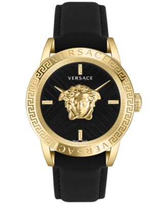 Versace - Men's Swiss V-Code Black Leather Strap Watch 43mm