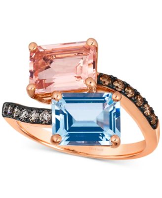Le Vian - Multi-Gemstone (3-5/8 ct. t.w.) & Diamond (1/5 ct. t.w.) Bypass Ring in 14k Rose Gold