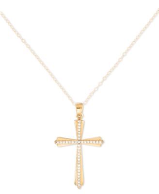 Macy's - Crystal Cross 18" Pendant Necklace in 10k Gold