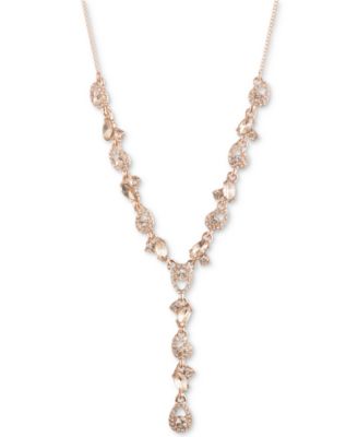 Givenchy - Rose Gold-Tone Silk Floral Long Lariat Necklace, 16" + 3" extender
