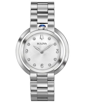 Bulova - Women's Rubaiyat Diamond-Accent Stainless Steel Bracelet Watch 35mm