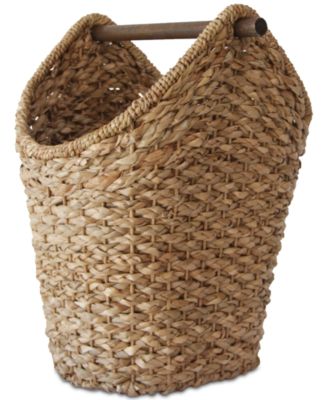 3R Studio - Braided Oval Tissue Basket with Wood Handle