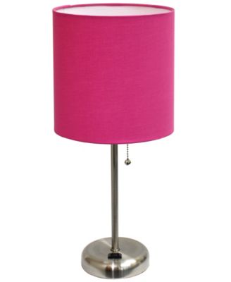 LimeLights - Stick Lamp with Charging Outlet and Fabric Shade