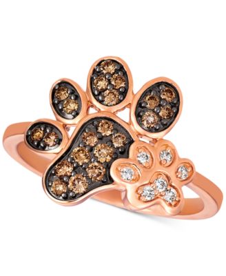 Le Vian - Nude™ & Chocolate&reg; Diamond Paw Prints Ring (3/8 ct. t.w.) in 14k Rose Gold