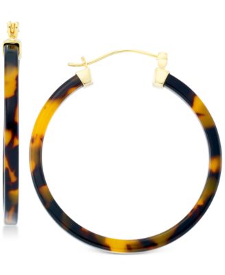 Simone I. Smith - Tortoiseshell-Look Lucite Hoop Earrings in 18k Gold over Sterling Silver
